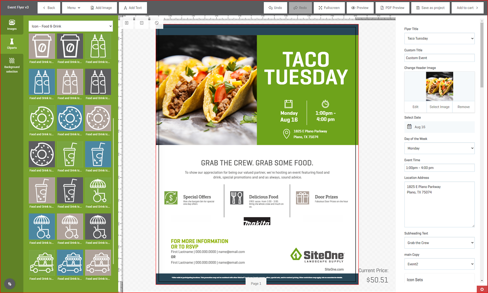 On-demand event flyers for more than 750 retail locations